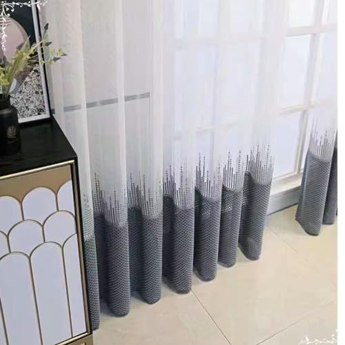 Daesar Semi Transparent Curtains 2 Panels 45 Inch Length, Eyelet