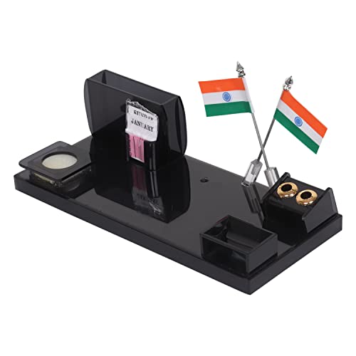 Image of DESKDOCK Acrylic Flag Pen Stand For Office Study Table(2 pen free) Stylish Multipurpose Desk Organizer With Globe Pen Pencil Holder