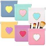 Silkfly 6 Pcs Coin Purses Pouch Cute PU Leather Heart Change Purses Small Portable Waterproof Pocket