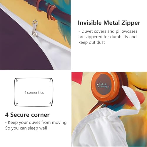 Housse de couette 240x260 impression 3D les tourtereaux en microfibre premium - 7