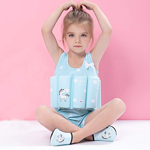 Image of One-Piece Children Buoyancy Swimsuit Swim Vest Detachable Float Swimwear, Perfect for Kids or Baby Learn to Swimming (Light Blue, L)