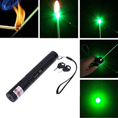 LUCHENG Green Demonstration Presentation Pen,Tactical High Power Long Distance Light with Safety Keys