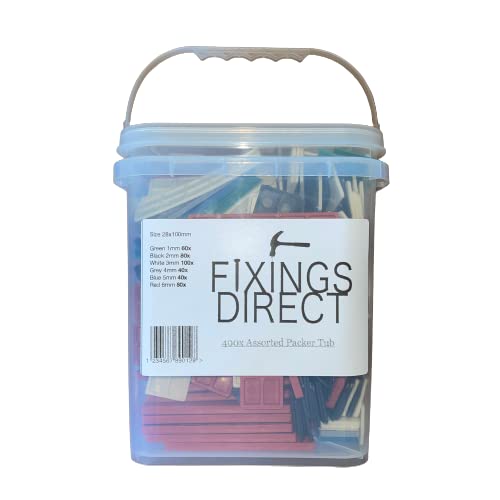 Tub of 400 Assorted Flat Packers 1-6mm (28mm x 100mm) Toughened Plastic for Stronger Uses