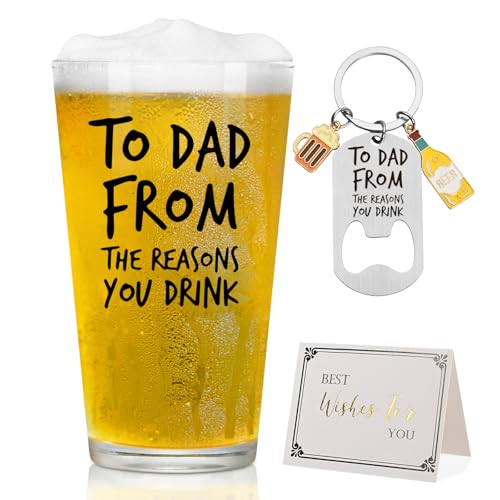 Joymaking Beer Glass Gift for Stepdad - to Dad from The Reasons You Drink, Funny Father's Day Gifts, Fathers Day Drinking Glass 460ml
