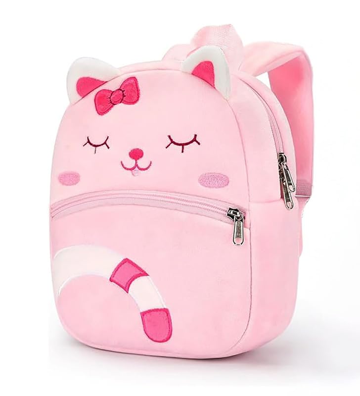 Image of Frantic Cute Backpack for Nursery Children Soft Plush Velvet Cartoon Animal Plush Preschool Mini Travel Bags for Baby Girl & Baby Boy Ideal for Girls, Boys & Toddlers, 2-5 Years
