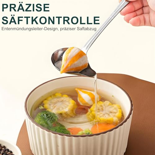 2 x 20.5 cm stainless steel sauce spoons, sauce ladle, sauce ladle with pourer, ladle kitchen, long spoon, for soup sauces, gravies, dressings, silver — view 6