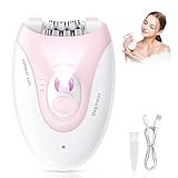 Epilator for Women, Cordless Rechargeable Hair Removal Device, with LED Light & 2 Speeds, Electric Trimmer Tweezer for Face Legs Arms Underarm Armpit Bikini, Pink Mini Epilator Shaver for Travel - Image 1