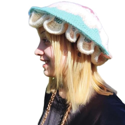 Chapeau champignon fille tricot automne hiver, bonnet original pour enfant