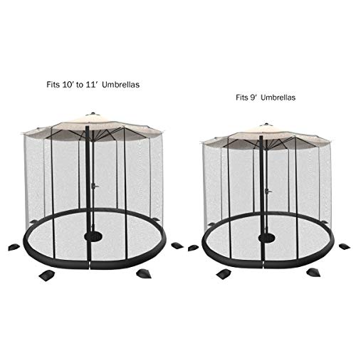 Pure Garden Patio Umbrella Mesh Screen For 10-11’ Patio Table Umbrellas & Furniture-Zippered Mesh Enclosure Cover With Weighted Netting #TOP3