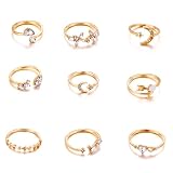 Tabanzhe 9 Pcs Stackable Adjustable Rings Set for Women–10-13 pcs Knuckle Finger Rings Boho Vintage Trendy Cute Rings Gifts for Women Daily Wear Parties Christmas