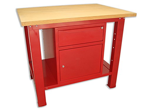 SOGI X3L-09_b Banco da lavoro da 1 mt. tavolo con piano in legno + armadio con cassetto e anta serie industriale