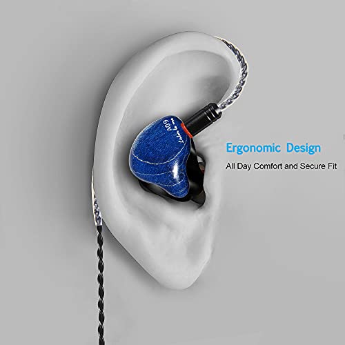 Image of in Ear Monitor Headphones, HiFi Stereo IEM Earphones, Dynamic Dual Driver Wired Earbuds with Detachable Cable, Noise Canceling Headset for Singers Musicians Drummers Audiophile (Blue, No Mic)