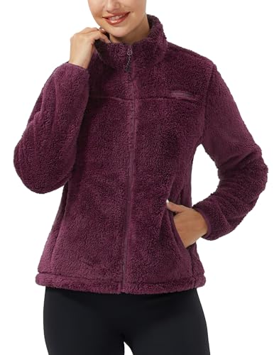 El Mejor Listado de Ferrioni Ropa Mujer del mes. 44 Pioneer Camp - chamarra de forro polar para mujer, ligera, con cierre completa, cálida y suave, para primavera, otoño e invierno, Rojo vino, Large