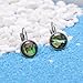 Handmade 10 MM Round Abalone Shell Dangle Leverback Earrings for Women