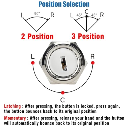 Interrupteur rotatif 22mm 3 positions 1NO 1NC de commande industrielle - 4