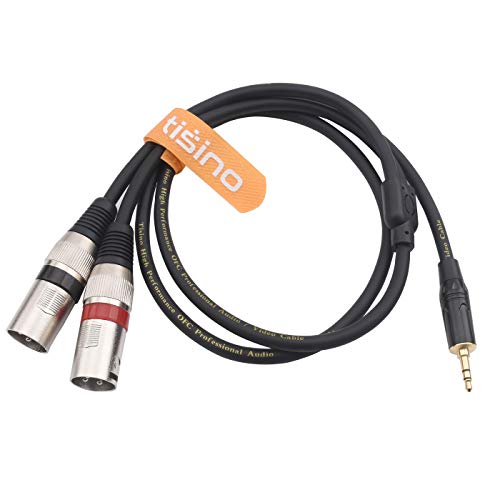 Tisino 3.5Mm To Dual Xlr Stereo Cable 1/8 Inch Mini Jack To 2 Xlr Male Y Splitter Adapter Cord- 3.3 Ft #TOP1