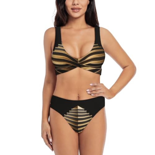 Maillot de bain 2 pièces chic art déco Step, coupe haut de gamme et ajustée
