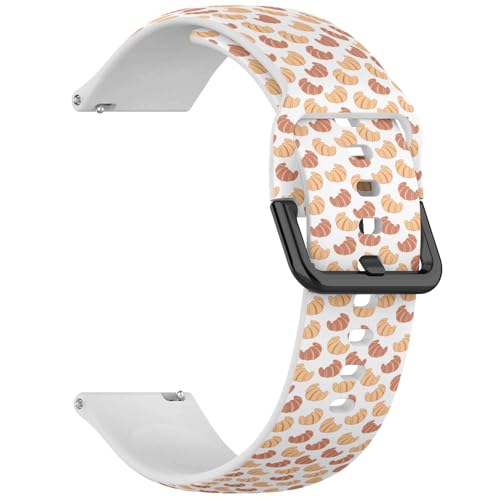 MRAKPLGE 22mm Sports Watch Band, Croissant Pattern, Compatible with Fossil Gen 5 Carlyle/Julianna/Garrett HR, Q Explorist Gen 4/3, Sport