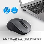 WisFox 2.4G Wireless Mouse for Laptop, Ergonomic Computer Mouse with USB Receiver and 3 Adjustable Levels, 6 Button Wireless Mice for Windows Mac PC Notebook (Grey) - Image 2