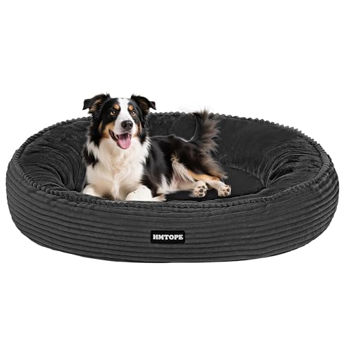 HMTOPE Hundebett Mittelgroße Hunde, Katzenbett Waschbar, Ø80cm Dunkelgrau