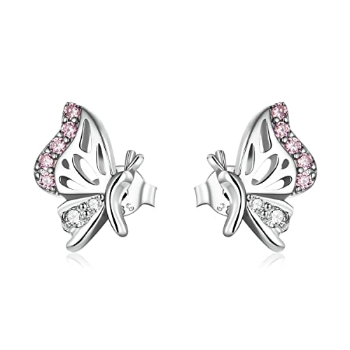 Boucles d'oreilles Papillon en Argent 925 et Platine pour éclat durable