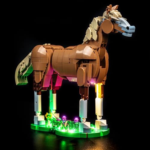 LocoLee Led Light Set Compatible with Lego 31166 Beautiful Horse Led Decoration Lighting Kit Compatible with Lego 3-in-1 31166 Building Blocks Model Only Lights Set No Model