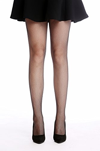 DRESS ME UP - W-020B-black Pantyhose Tights fishnet Lady Costume Halloween elastic black S/M - Image 2