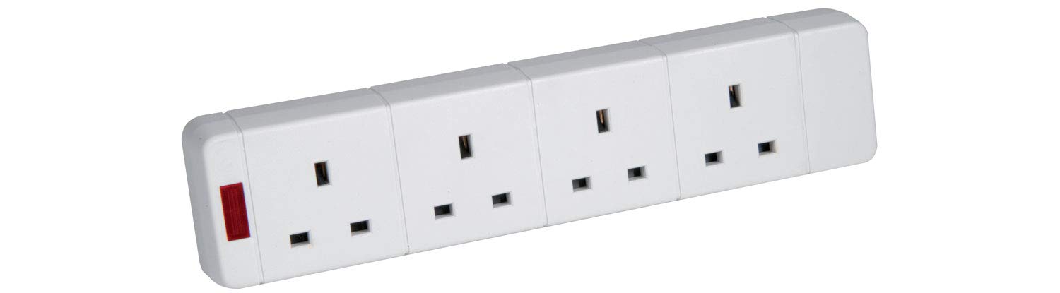 mercury 4 gang 13A trailing socket with neon