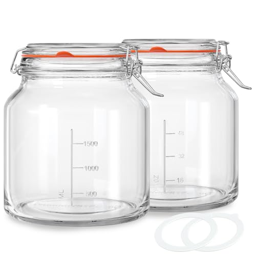 2 Pack 79oz Glass Jar with Lid(2350ML), 0.6 Gallon Mason Jars Wid...