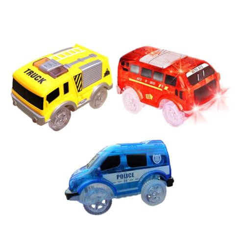 ibasenice 3 Piezas Coche eléctrico camión Vías de Tren Juguetes Soporte para teléfono de Coche led Lights lamparas led Coche de Pista de iluminación Coche de para el plastico