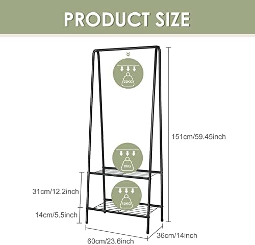Holdfiturn Small Clothes Rails 60 * 36 * 151cm Clothing Coat Rack Clothing Rail for Bedroom Hanging Rail for Clothes Childrens Garment Dress Hanging Display Stand with Shoe Storage Shelf (Black)