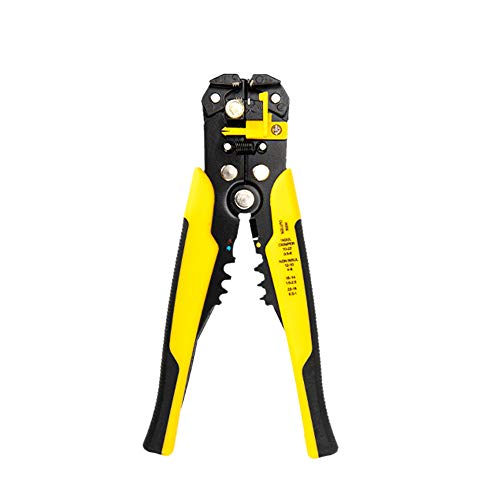 Preisvergleich Produktbild Abisolierzange, automatische abisolierzange Schneidzange und Crimpzange, Multifunktionaler elektronischer Kabel Crimper, Drahtschneider mit Abisolieren, Crimpen und Schneiden von 10-24 AWG (Gelb)