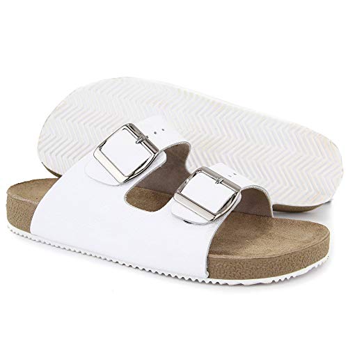 Sandalia Masculina Birken de couro forrada em couro 089 (42, Branco)