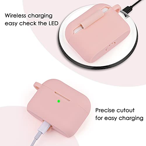 Image of Case for Airpods 3 (2021), Filoto Silicone Airpod 3rd Generation Case Cover with Bracelet Keychain, Cute Protective Case for Apple Air Pod 3 Wireless Charging Case Women(Pink)