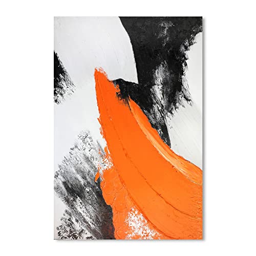 YPY Modern Abstract Canvas Wall Art: Grey Orange Hand Painted Oil Paintings for Wall Decorations, Minimalist Picture Print Poster Large Home Living Ro