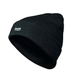 ► Waschbar bei bis zu 40°C Schwarze Wintermütze, mit 3M Thinsulate Fütterung, Strickmütze, Arbeitsmütze, Baustelle