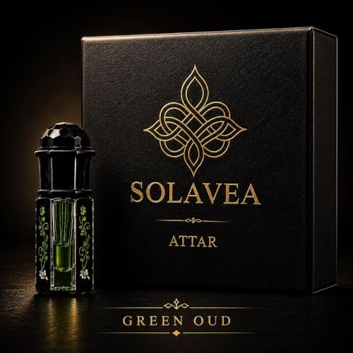 Image of Green Oud Attar Perfume Oil for Men & Women | Long Lasting Alcohol-Free Concentrated Attar | Citrus, Amber, Green Leaves, Rose, Iris, Lily of the Valley | Premium Roll-On Fragrance | 3ml