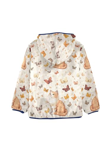 Country Cat and Butterflies Girls Fleece Jacket Girls Fall Jacket Boys Coats Zip Up Hoodie Children Outerwear 2-10T2
