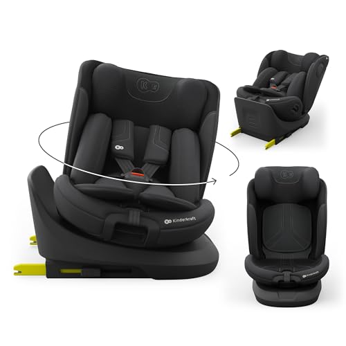 Kinderkraft I-GROW 2 PRO Seggiolino auto 0-36 kg, I-SIZE 40-150 cm, Seggiolino 360 girevole, con Isofix Base, Reclinabile Posizione sdraiata, Poggiatesta regolabile, Gruppo 0 1 2 3, Nero