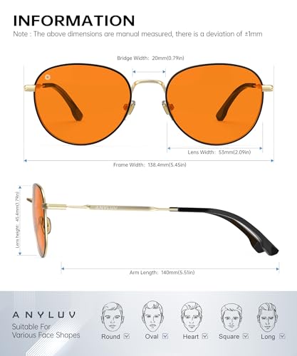 Image of ANYLUV Blue Light Blocking Glasses Men Women, Round Lightwight Blue Light Glasses Computer Screen for Eye Protection