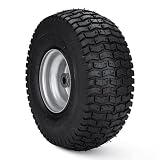 Mower Front Tires w/Rim 15x6.00-6', 3' Centered Hub, 3/4' Greased Bushing, Turf Tire 4Ply Pneumatic with Tube for Craftsman Riding Mowers 156006