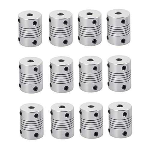 BELLIFFY 12pcs Aluminum Alloy Flexible Shaft Coupling to Coupler for Printer Cnc Machine for Rep Rap Stepper Motor Appli