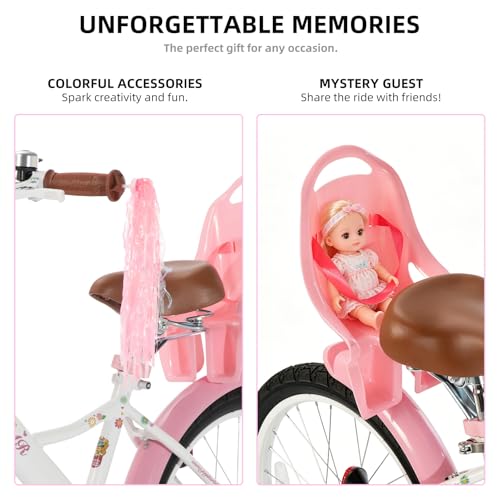 Image of JOYSTAR Little Daisy Kids Bike for Girls Boys Ages 2-10 Years, 12 14 16 20 Inch Girls Bikes with Doll Bike Seat & Streamers, Boys Bike with Flag & Number Plate, Multiple Colors