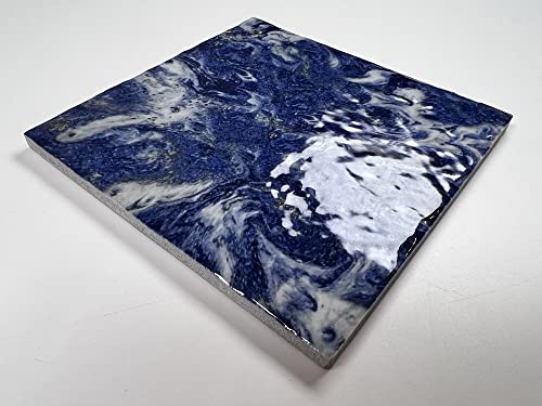 Monet Cloudy Blue Hand Painted Look Square 5.75 Inch Glossy Glazed Porcelain Floor And Wall Tile For Swimming Pools, Kitchen Backsplash, Bathroom Walls, Accent Walls (1 Piece) #TOP4