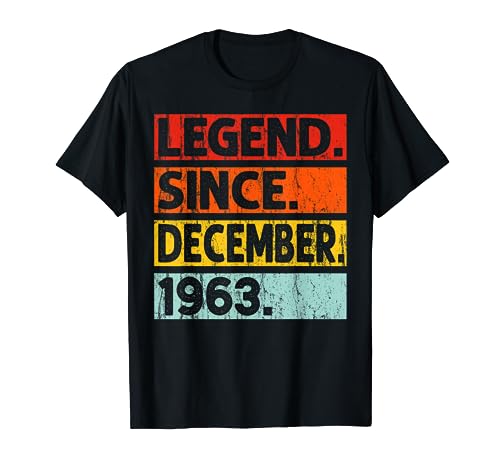 Legend Since December 1963 December 1963 Birthday Vintage Maglietta