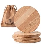 4 Posavasos Madera de Haya Europea Grandes 11 cm Originales Redondos