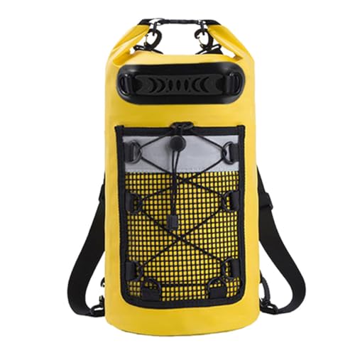 Mochila de praia à prova d'água, bolsa tipo balde para acampamento e natação (Amarelo, 20L)