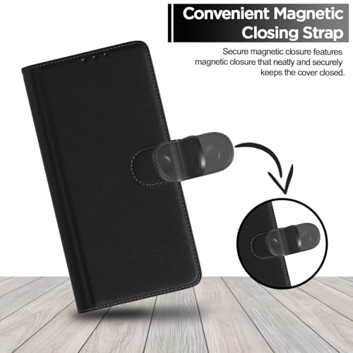 Image of Amazon Basics Flip Cover for iQOO 15R 5G Leather Finish | Wallet Stand and Shock Proof | Inside TPU with Card Pockets | Complete Protection Flip Case (Black)