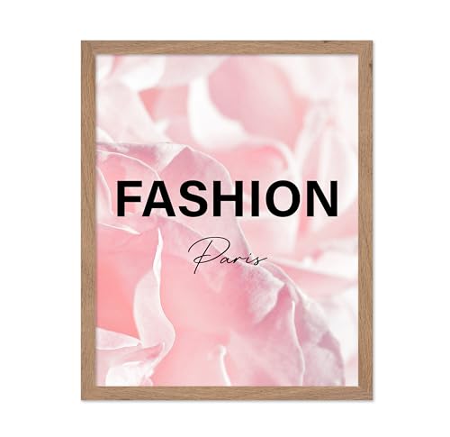 Image of Poster Master Fashion Poster - Paris Print - Pink Art - Trendy Art - Modern Art - Gift for Women & Fashionista - Luxury Haute Couture Decor for Living Room or Girl's Room, 11x14 Beige Framed