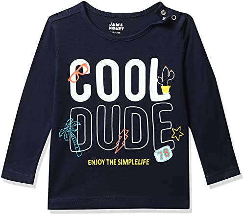 Image of Amazon Brand - Jam & Honey Baby Boy's Full Sleeves T-Shirt | 100% Cotton Printed Regular Fit T-Shirts | New Born Baby Clothes - 0 to 24 Months (Pack of 3)